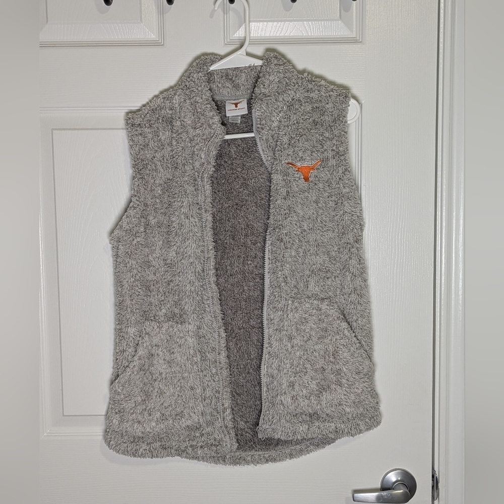 Texas Longhorns Sherpa Fleece Zip Vest Gray Size Small